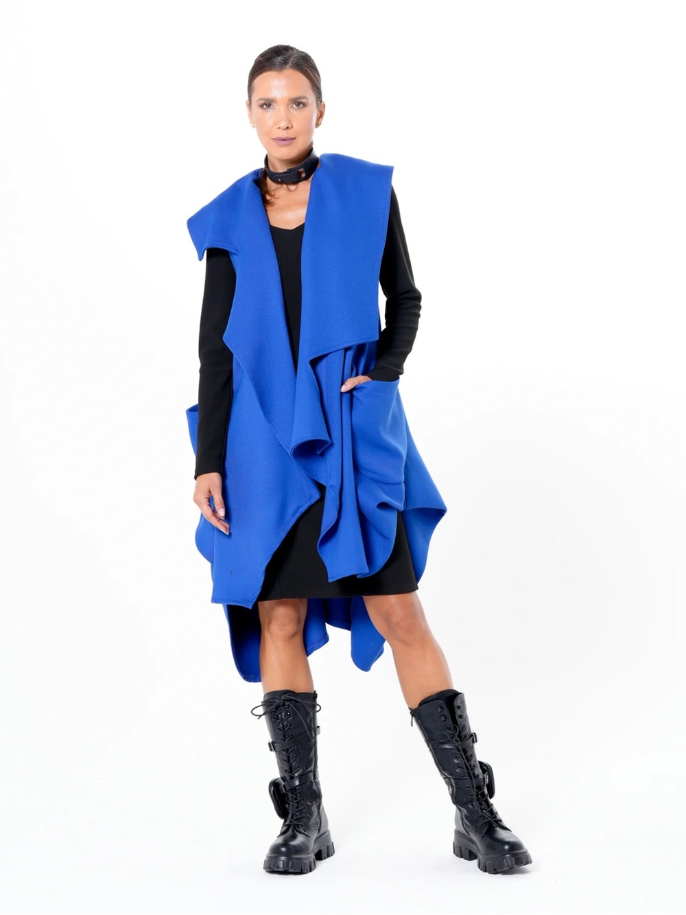 NWT Metamorphoza Asymmetric Long Vest In Royal Blue -  Size Medium
